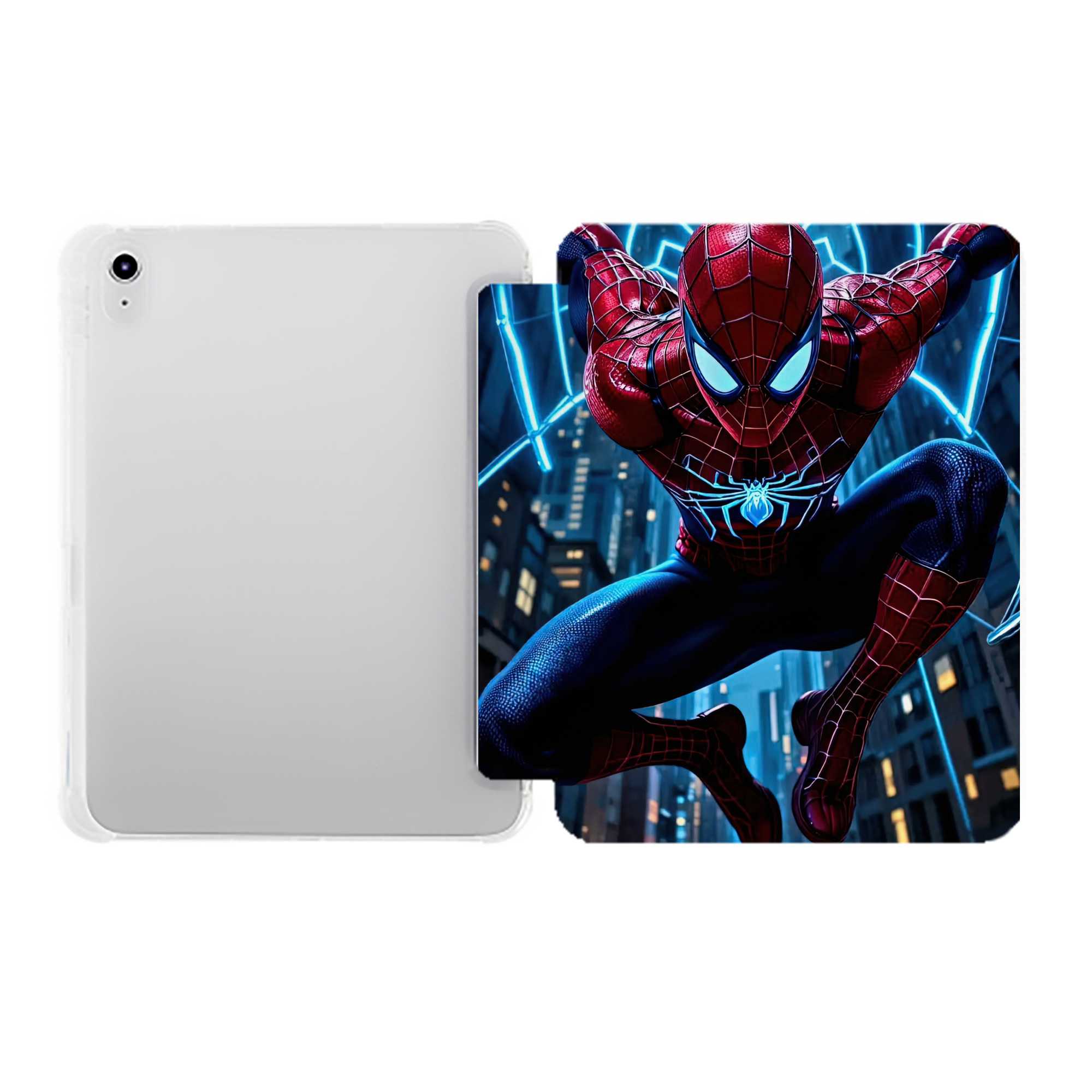 （画像用） Spider Man スパイダーマン IPad ケース ペン収納付き 三つ折りスタンド PUレザー×シリコン 対応機種9.5/10.5/10.9インチ
